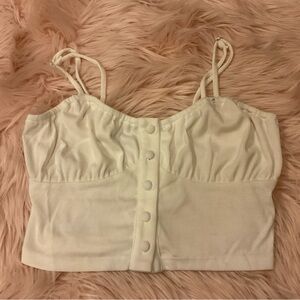 White Button-Up Crop Top (Does NOT unbutton)